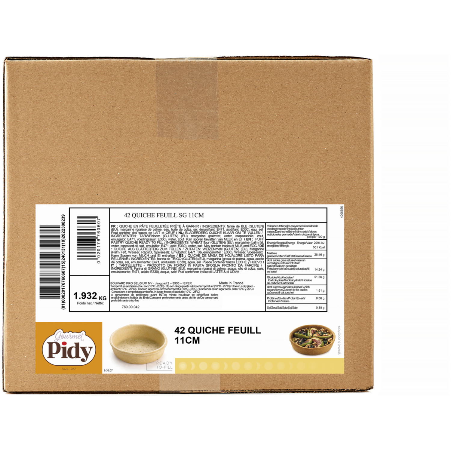 Pidy Quiche Bladerdeeg margarine 11cm (42)