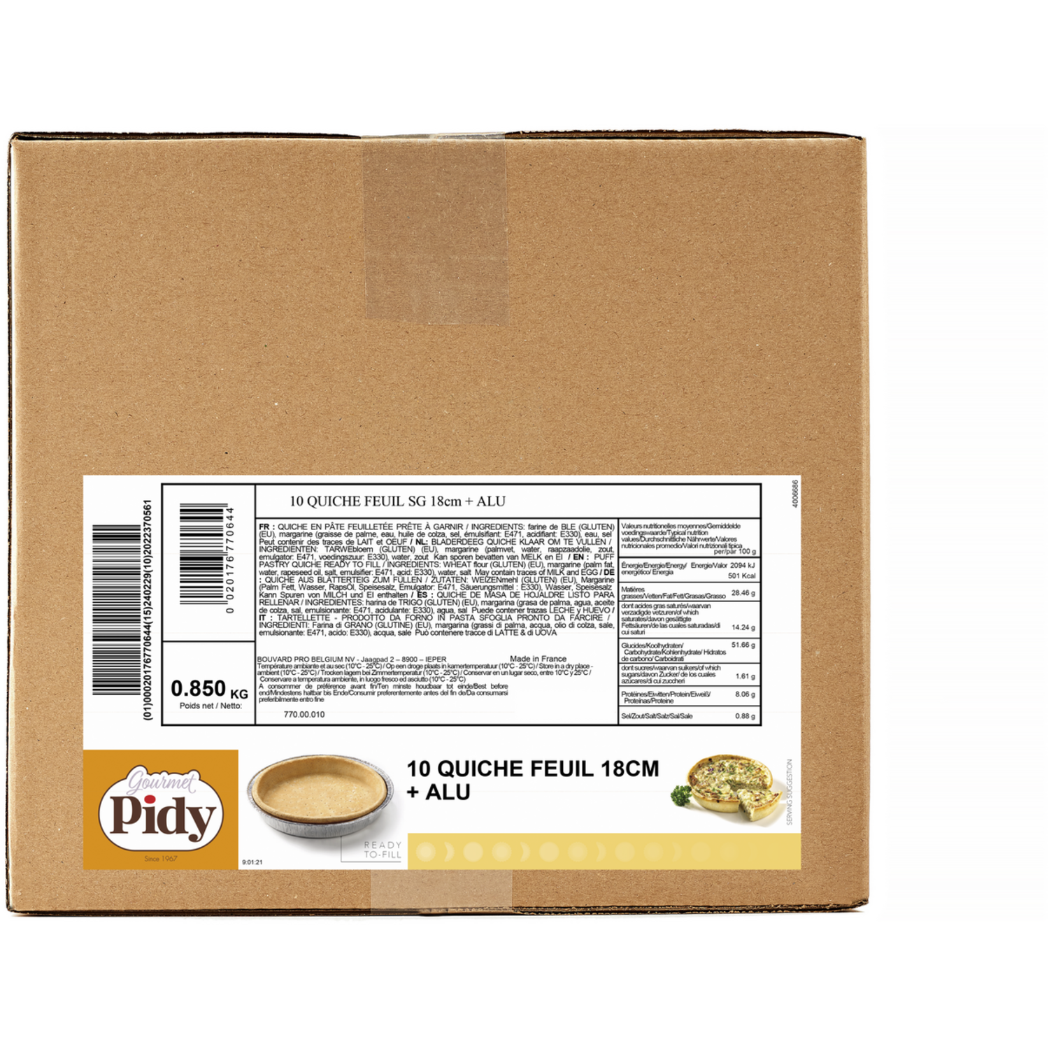 Pidy Quiche Bladerdeeg margarine+alu 18cm (10)