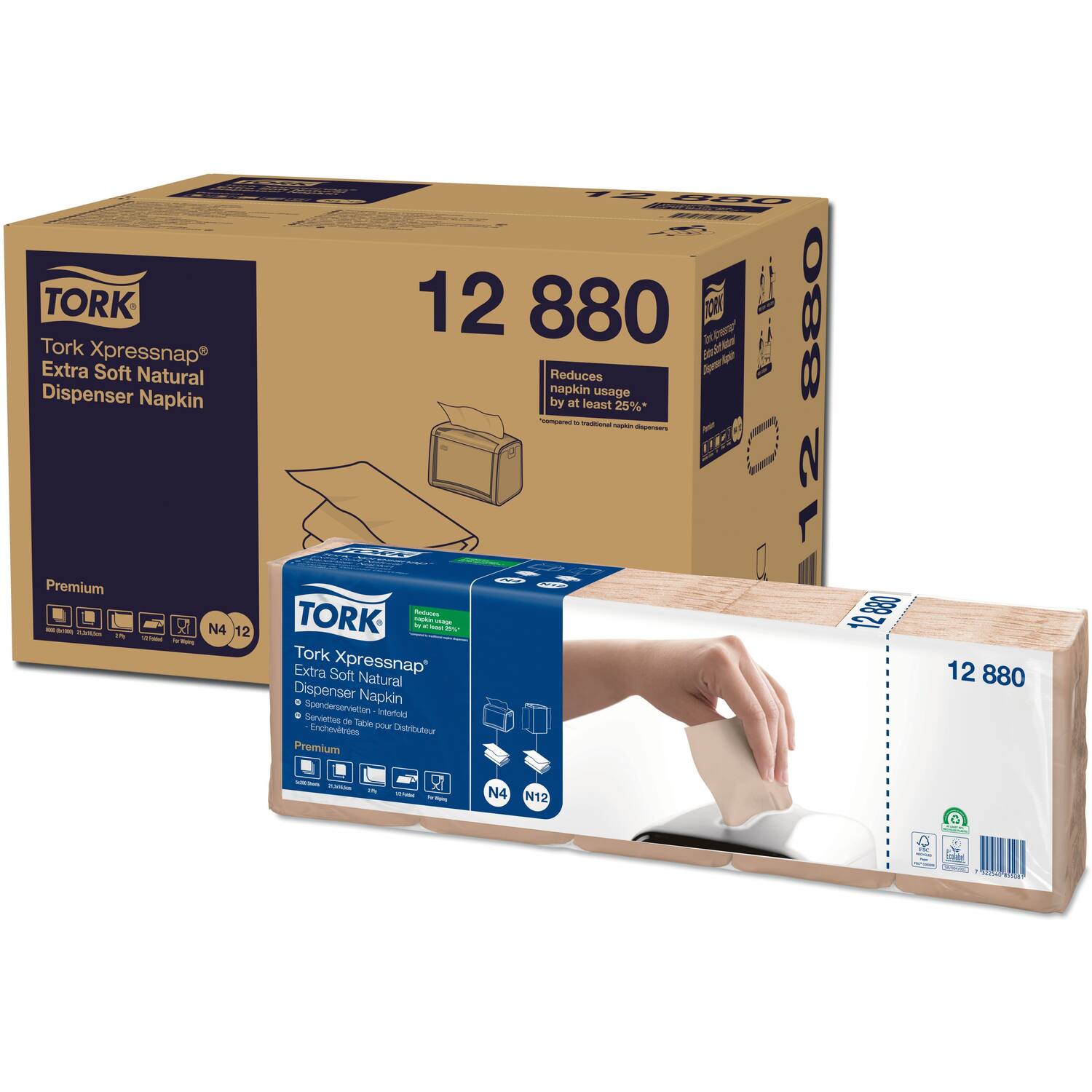 Tork Dispenserservet Extra Zacht Naturel 2-laags 21,3x16,5 (8.000)