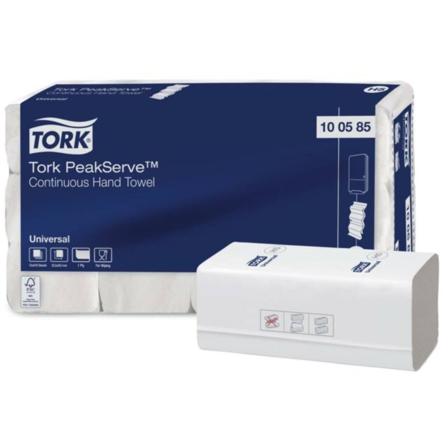 Tork PeakServe Handdoek 1-laags Wit 22,5x8cm (12x410st.)