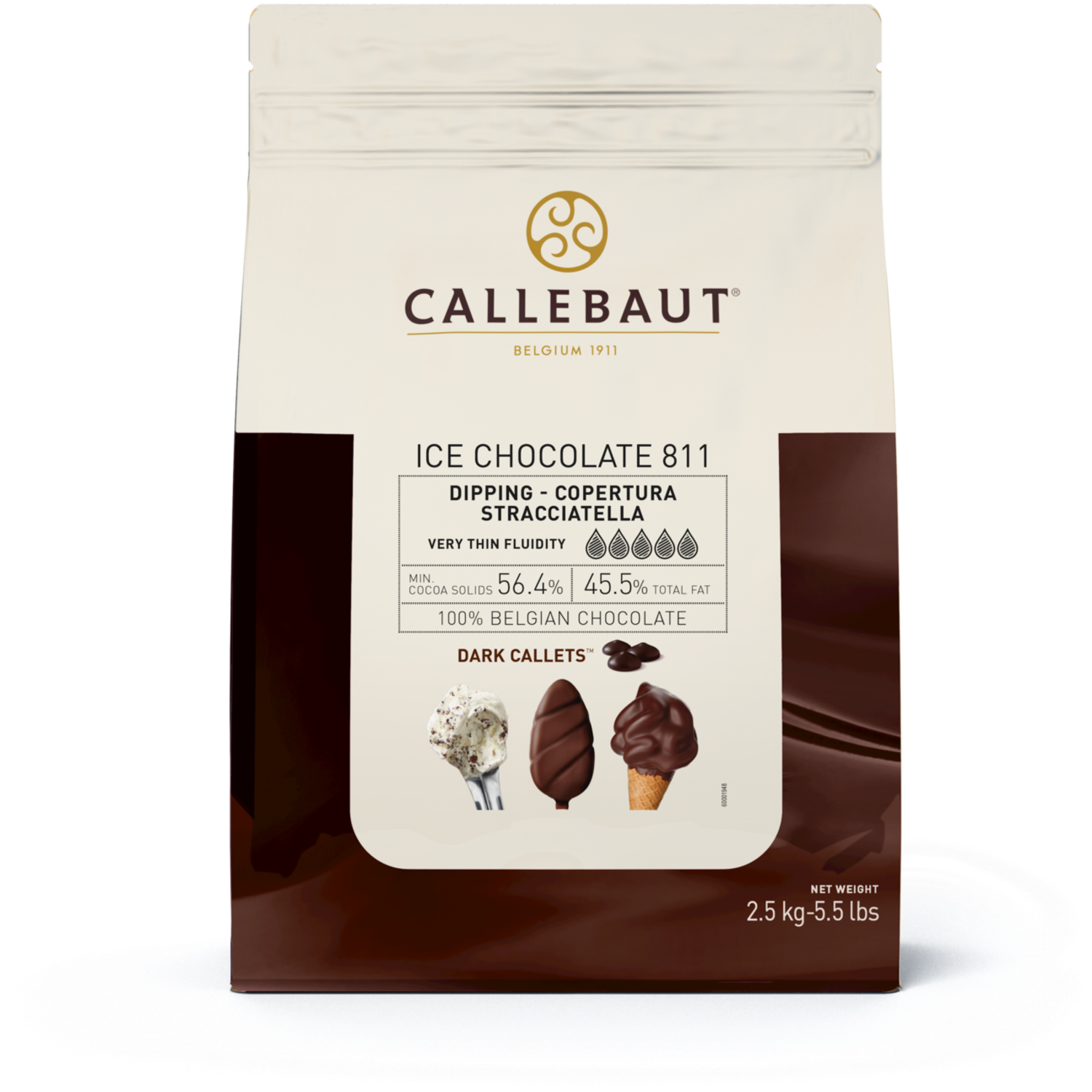 Callebaut Ice-45 Callets Chocolate Puur 2,5kg