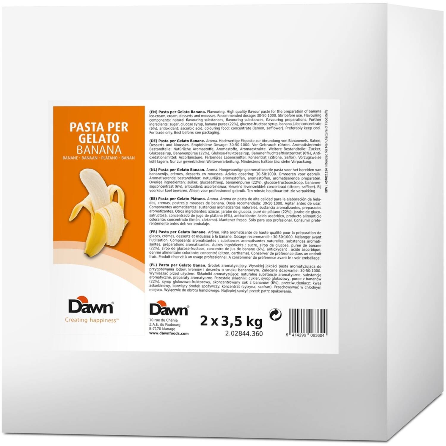 Dawn Banaan Pasta Per Gelato 3,5 kg