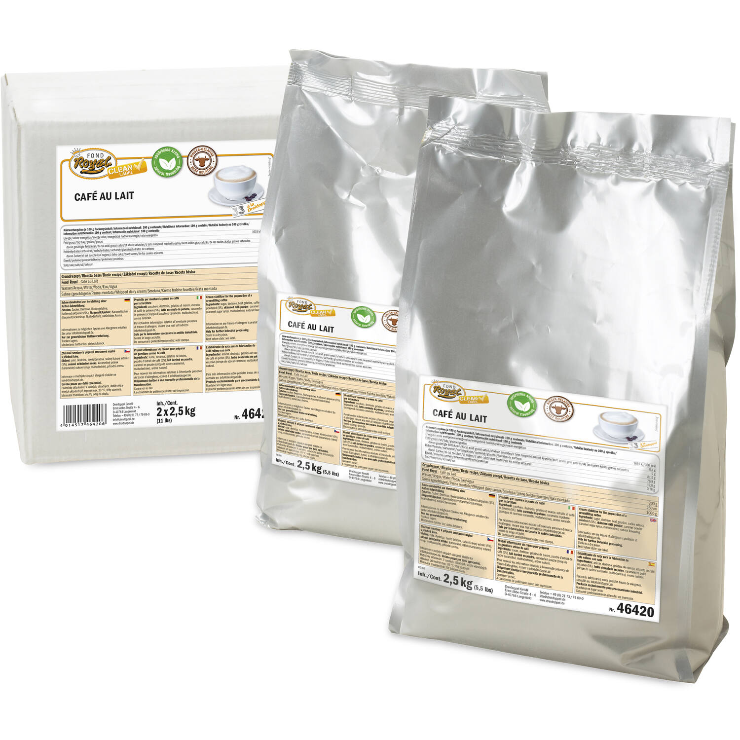 Ireks Dreidoppel Fond Royal Cl Cafe au Lait 2x2,5 Kg