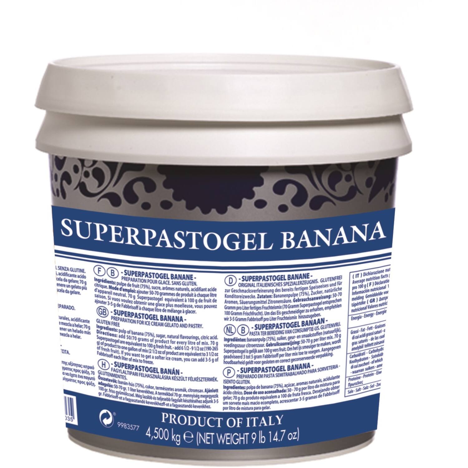 Fabbri Superpastogel Banaan 4,5 kg