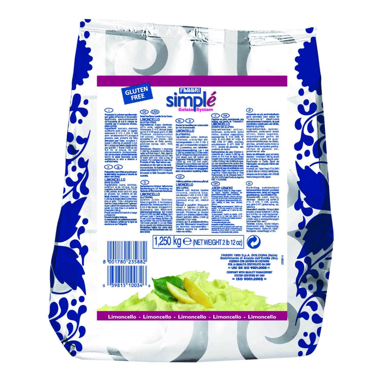 Fabbri Poeder K&K Limoncello 1,25 kg