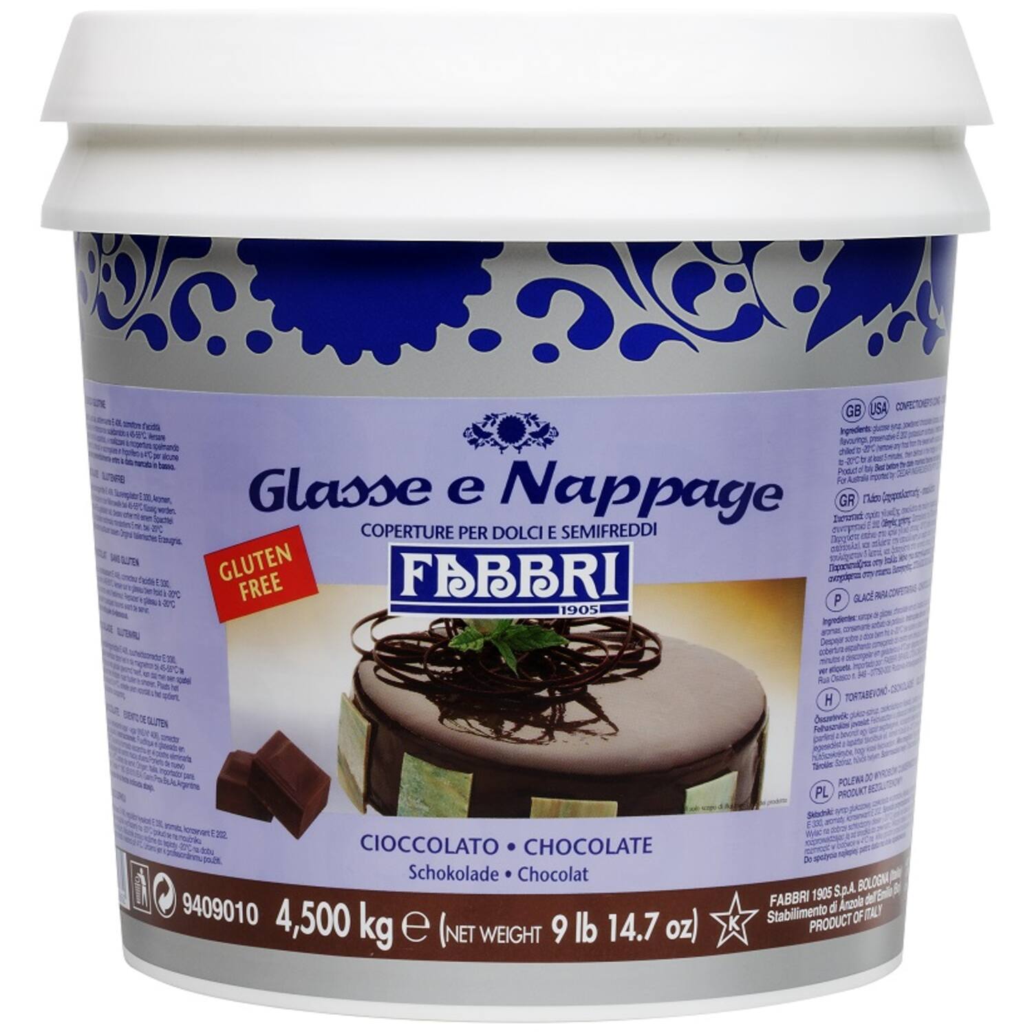 Fabbri Nappage/Glassa Chocolade 4,5 kg