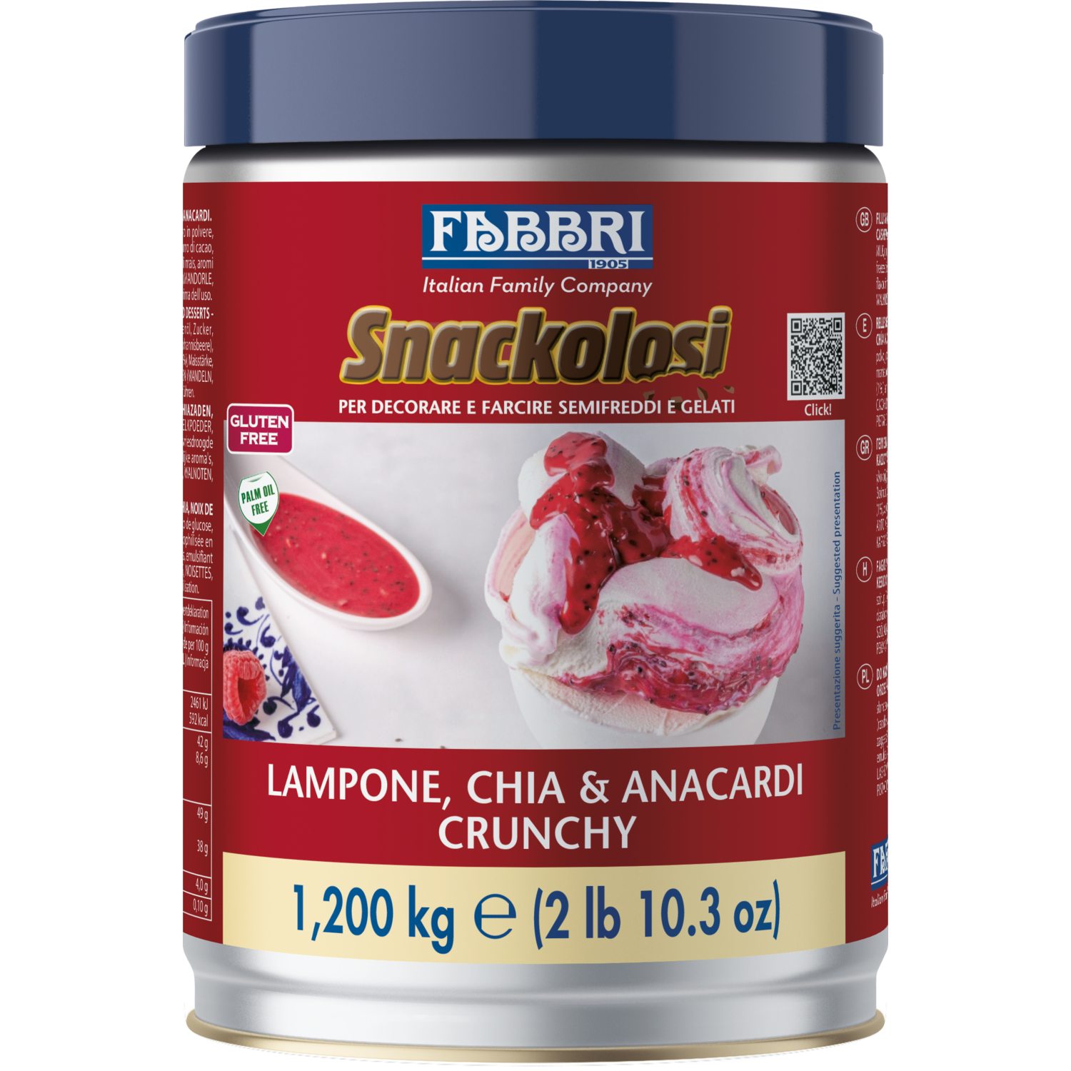 Fabbri Snackalosi Raspberry, Chia seeds and Crunchy Cashews 1,2 Kg