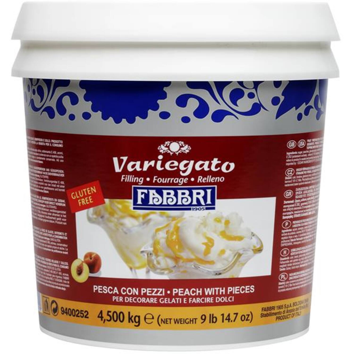 Fabbri Variegato Perzik met stukjes 4,5 kg