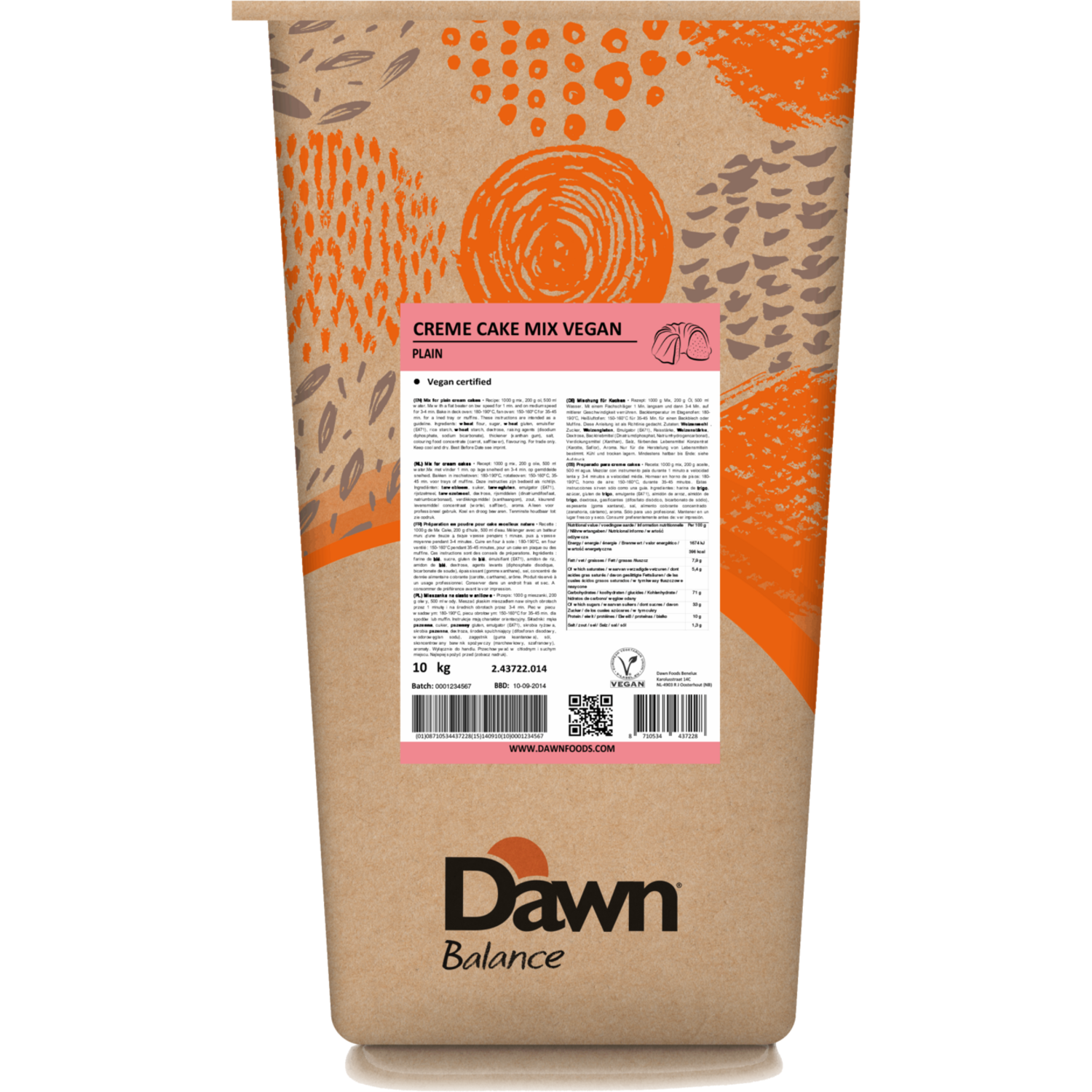 Dawn Creme Cake Mix Vegan 10 kg