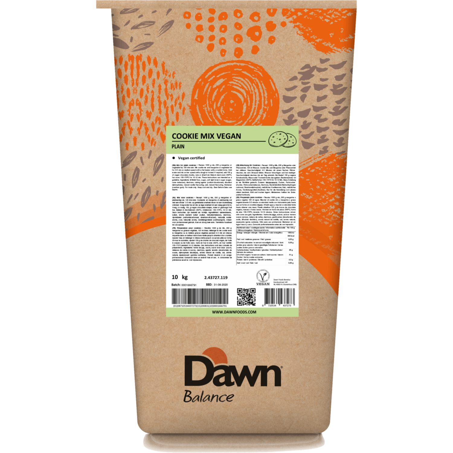 Dawn Cookie Mix Vegan Plain 10 Kg