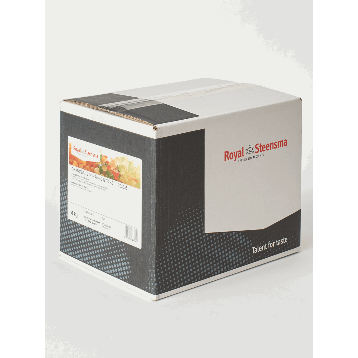 Orangeade Strips 70x3x5mm 50% suiker 5 Kg