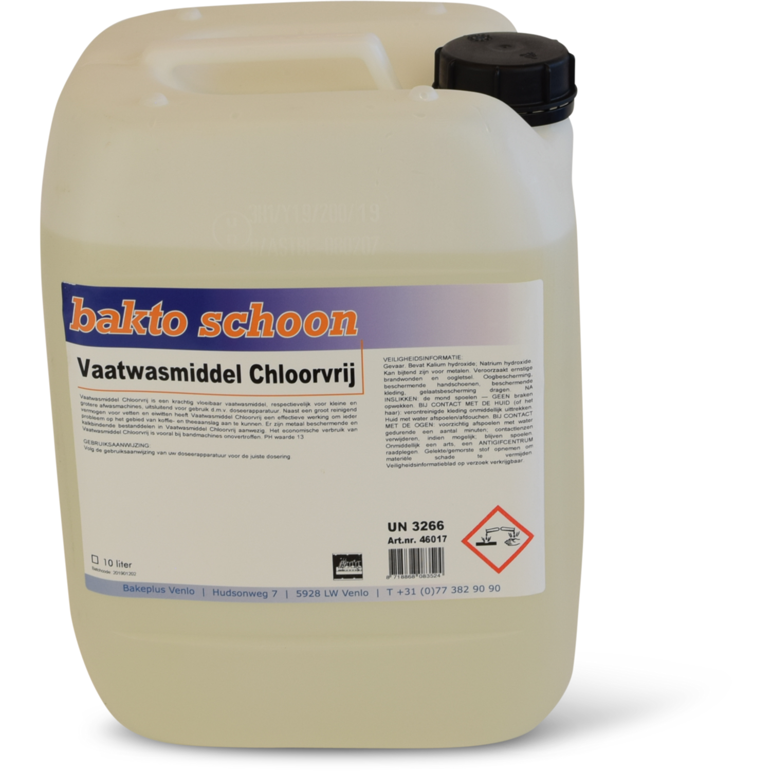 Bakto Schoon 9 Vaatwasmiddel Chloorvrij 10 Ltr