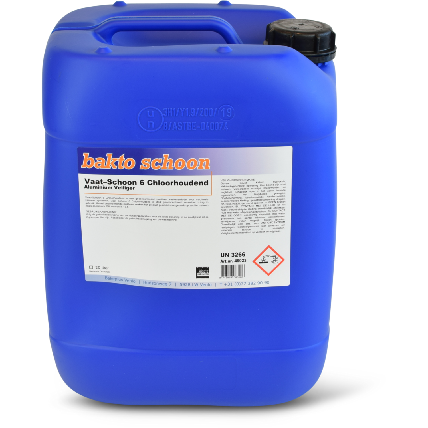 Bakto Schoon Vaatschoon Chloor houdend Alu Safe 20 Ltr