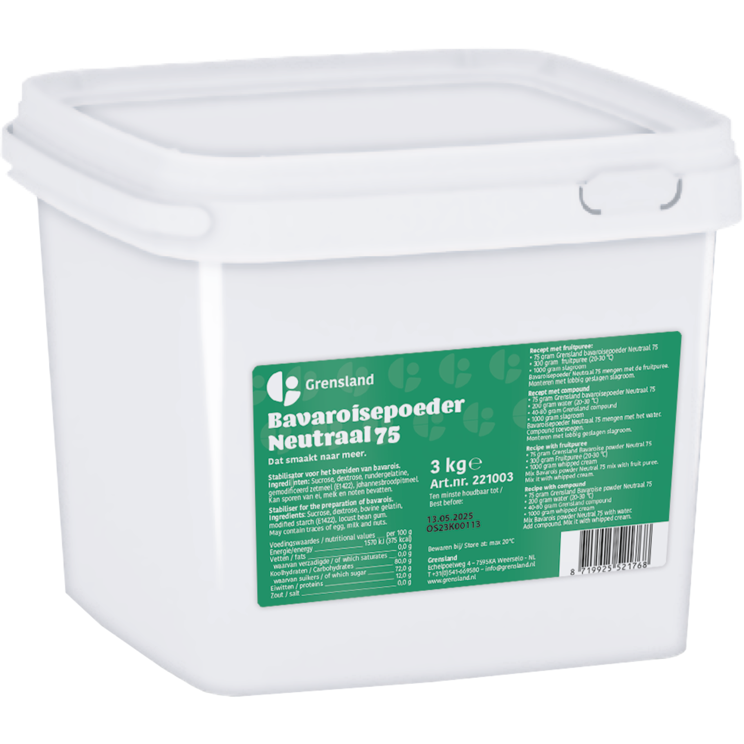 Bavaroisepoeder Neutraal 75 3kg
